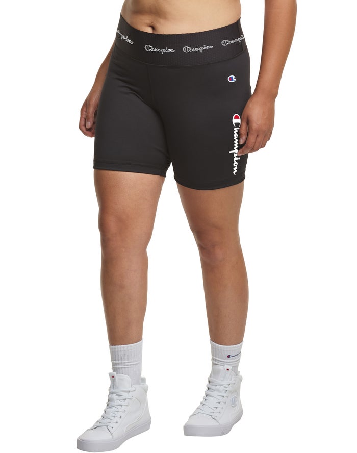 Champion Dame Shorts Sort - Plus Authentic Bike Script Logo 7 - Danmark SHO-859107